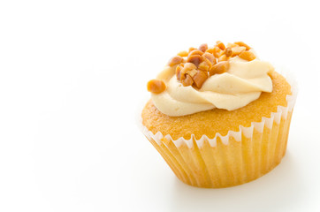 Nuts cupcake isolated on white background