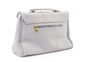 Woman leather bag isolated white background