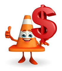 Construction Cone Character with dollar sign