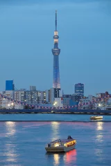 Schilderijen op glas View of Tokyo sky tree and sumida river at twilight © torsakarin