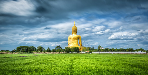 Wat Muang with gilden giant big Buddha statue