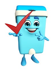 Dustbin Character with right sign