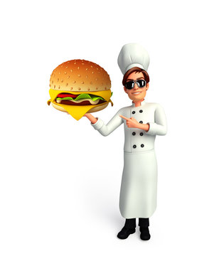 Young chef with burger