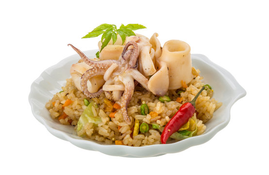Fried rice with calamari