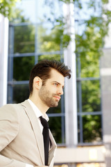 Young businessman in financial district