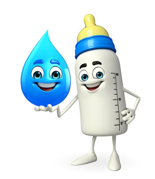 Baby Bottle character with water drop