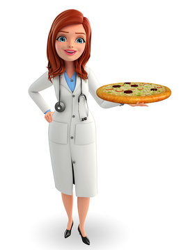 Young Doctor with pizza
