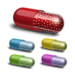 Set of medical capsule with granules