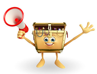 Treasure box character with Loudspeaker