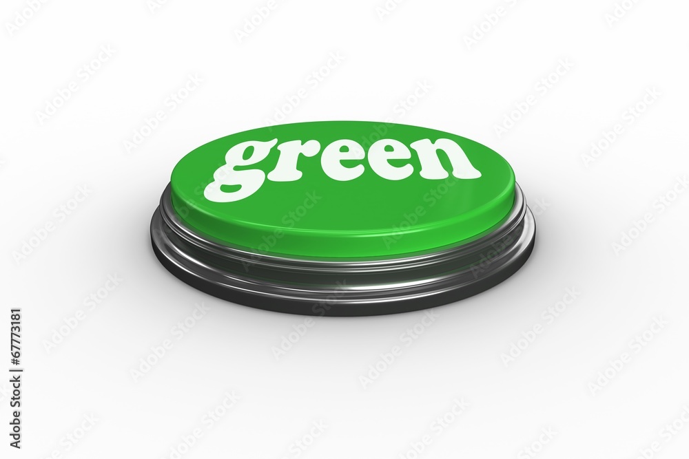 Poster green against digitally generated green push button