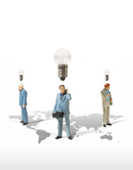 business man miniature figure concept idea to success world.
