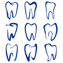 Abstract  teeth set sketch cartoon vector illustration