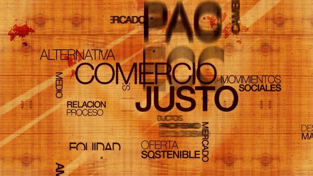 Comercio justo madera palabras de texto nube de etiquetas