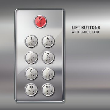 Lift buttons with braille code
