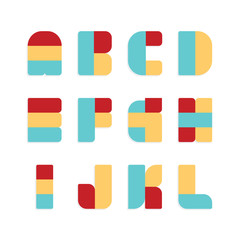 Alphabet set , vector illustration. paper colour style.