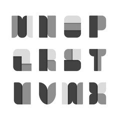 Alphabet set , vector illustration. paper black style.