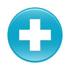 Bouton internet health icon blue sign