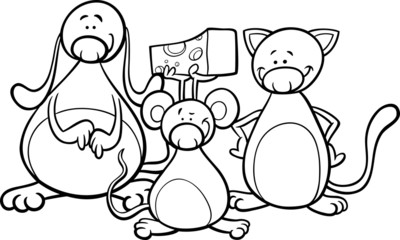 cute pets cartoon coloring page