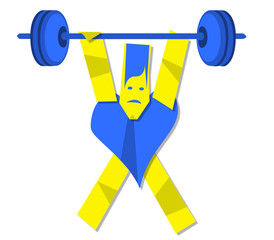 Illustration of heart man carrying dumbbells