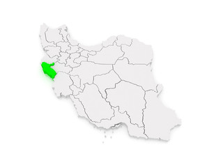 Map of Ilam. Iran.