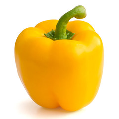 Single yellow bell pepper isolated on white.