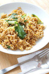 Fried rice with pork and chinese cabbage