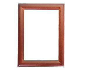 Brown wooden picture frame isolated on white