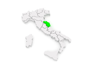 Map of Marche. Italy.