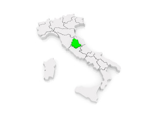 Map of Umbria. Italy.