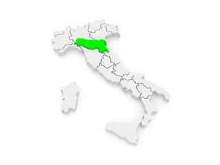 Map of Emilia-Romagna. Italy.