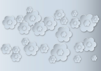 Fototapeta premium Blue paper flowers-vector
