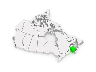 Map of New Brunswick. Canada.