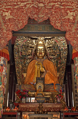 Fototapeta na wymiar Tsongkapa in the Yonghegong Lama Temple, Beijing, China