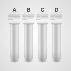 Modern infographic on science in the form of test tubes.