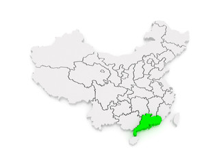 Map of Guangdong. China.