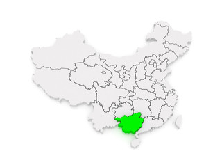 Fototapeta premium Map of Guangxi Zhuang Autonomous Region. China.