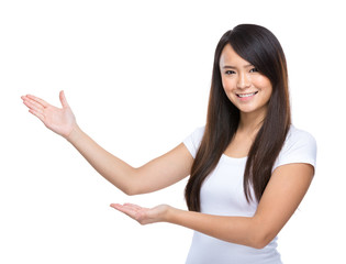 Young woman ok sign on white background