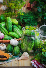 Fototapeta premium Jar pickles other ingredients pickling