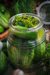 Jar pickles other ingredients pickling