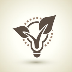 ecology flat icon with bulb and plant elements