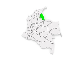Map of Norte de Santander. Colombia.