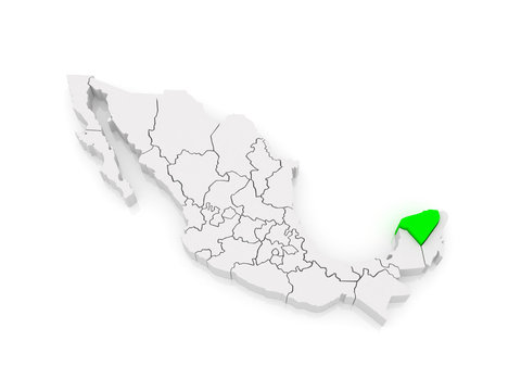 Map Of Yucatan. Mexico.