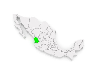 Map of Nayarit. Mexico.