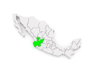 Map of Jalisco. Mexico.