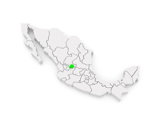 Map of Aguascalientes. Mexico.