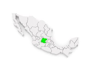 Map of Guanajuato. Mexico.