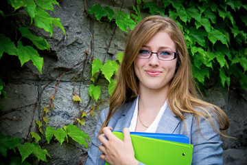 Portrait of a school girl on campus