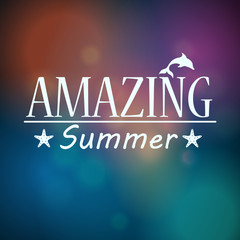Colorful blurred hipster summer background with text