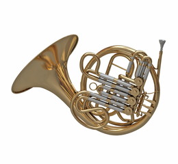 French horn instrument isolated