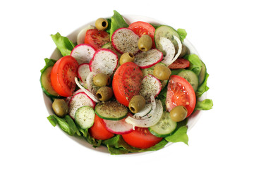 fresh vegetable salad isolated on white background
